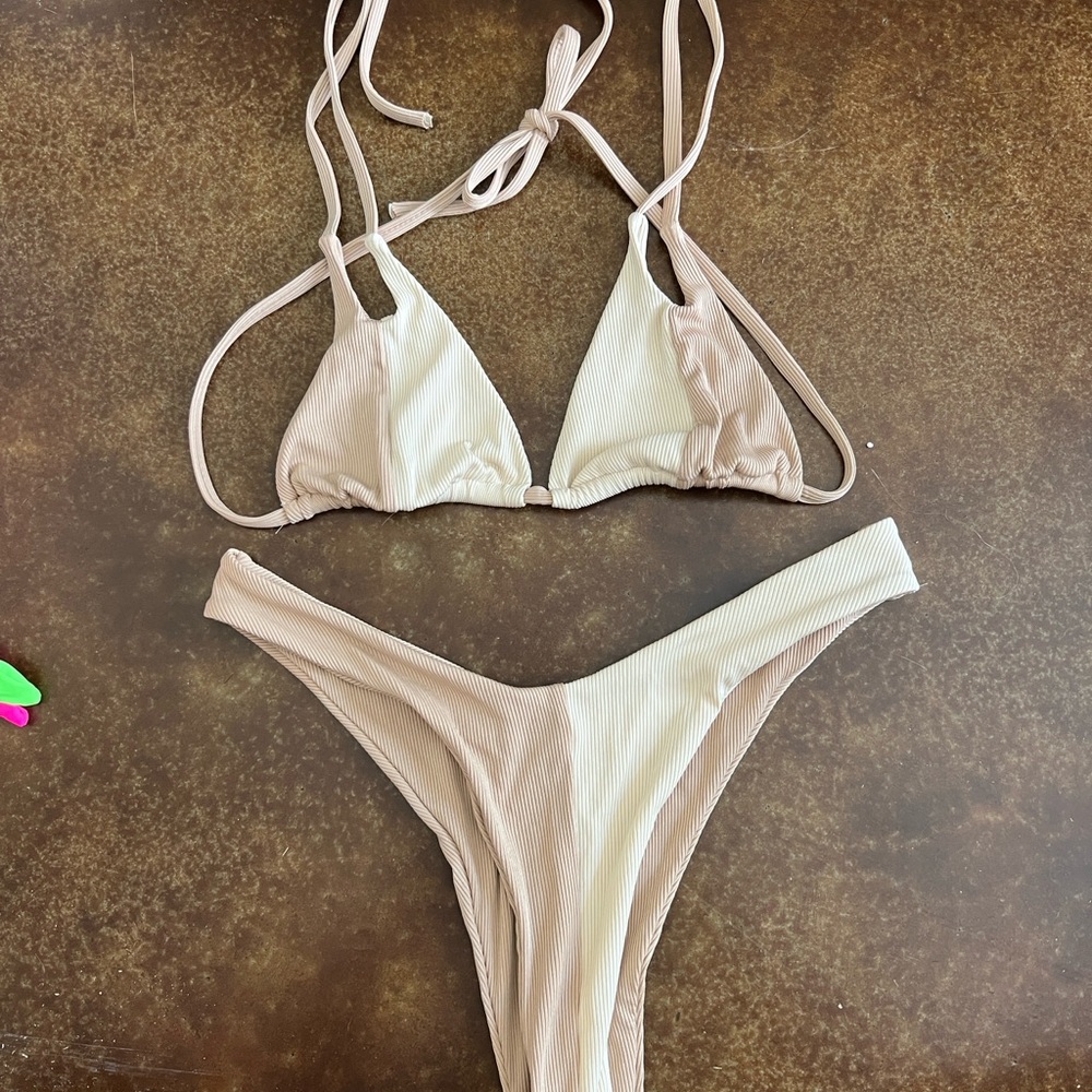 Two-Tone Tan Bikini Set